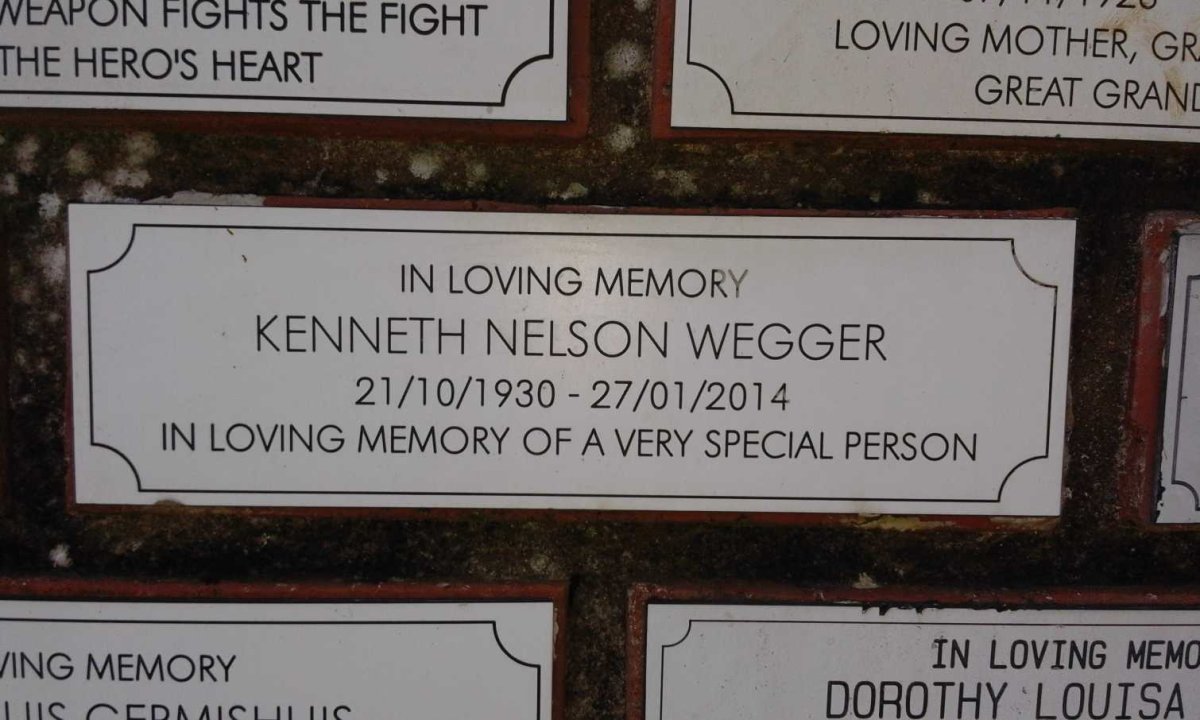 WEGGER Kenneth Nelson 1930-2014