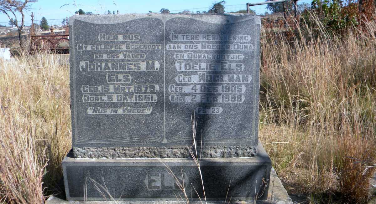 ELS Johannes M. 1879-1951 &amp; Toelie MOOLMAN 1905-1995