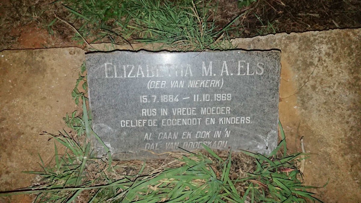 ELS Elizabetha M.A. nee VAN NIEKERK 1884-1969