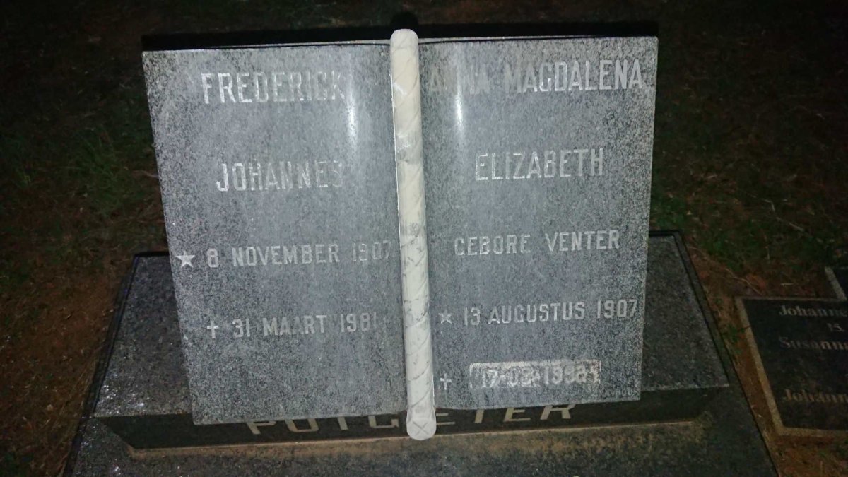 POTGIETER Johannes 1907-1981 & Anna Magdalena Elizabeth nee VENTER 1907-1981