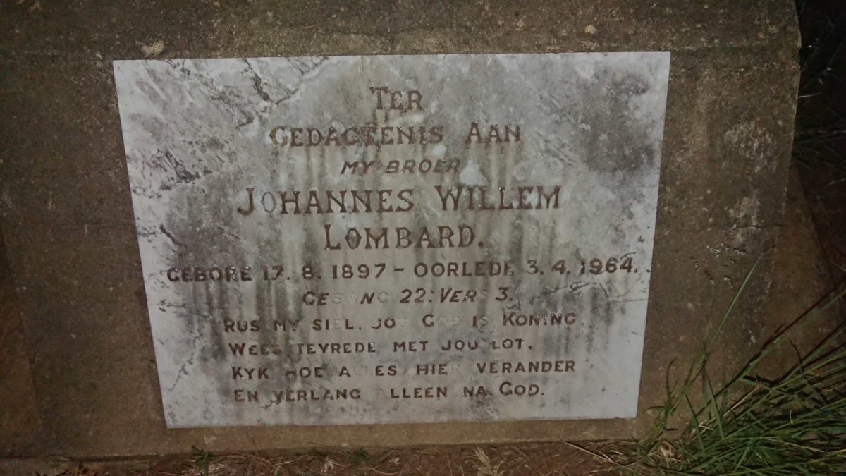 LOMBARD Johannes Willem 1897-1964
