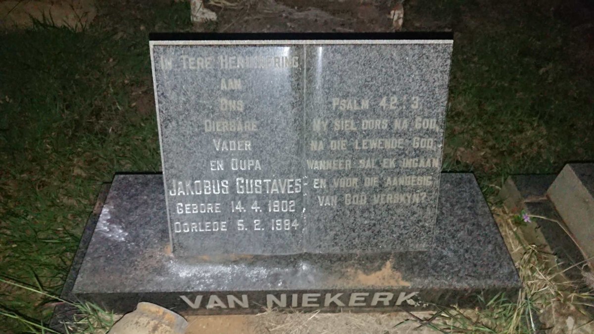 NIEKERK Jacobus Gustaves 1902-1984