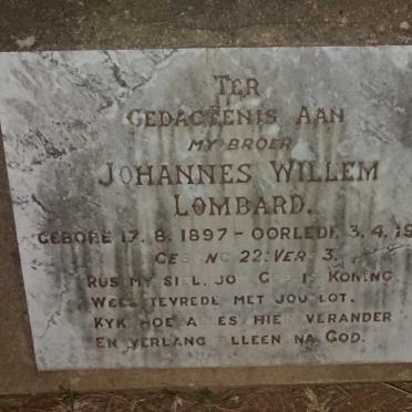 LOMBARD Johannes Willem 1897-1964