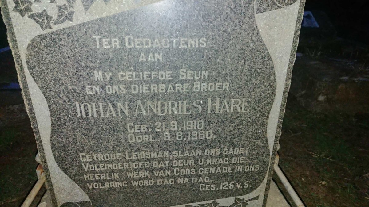 HARE Johan Andries 1910-1960