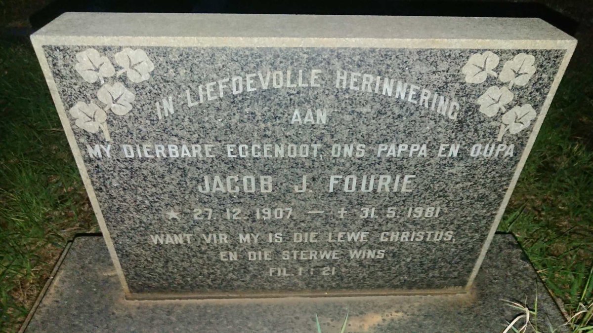 FOURIE Jacob J. 1907-1981