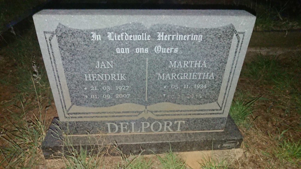 DELPORT Jan Hendrik 1927-2007 & Martha Margrietha 1934-?