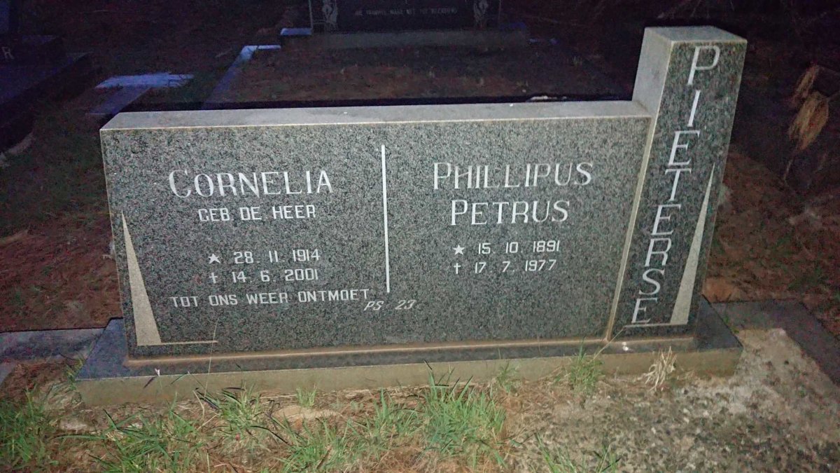 PIETERSE Phillipus Petrus 1891-1977 & Cornelia nee DEMEER 1914--2001