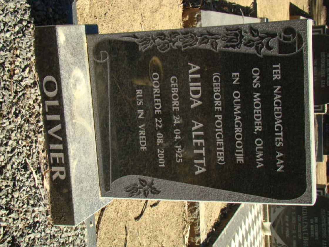 OLIVIER Alida Aletta nee POTGIETER 1925-2001