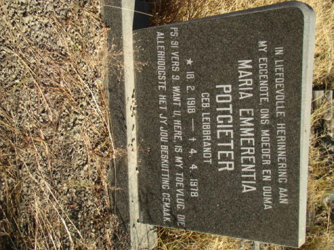 POTGIETER Maria Emmerentia nee LEIBBRANDT 1918-1978