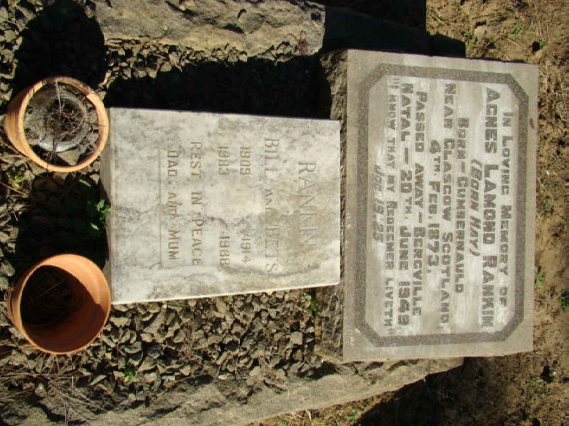 RANKIN Agnes Lamond nee MAY 1873-1949 :: RANKIN Bill 1909-1983 &amp; Bets 1914-1988