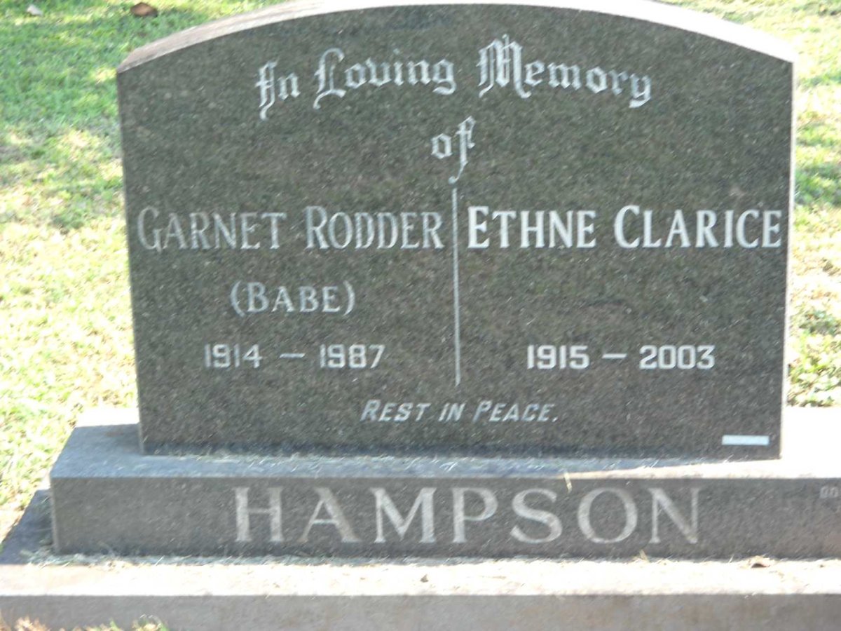 HAMPSON Garnet Rodder 1914-1987 &amp; Ethne Clarice 1915-2003