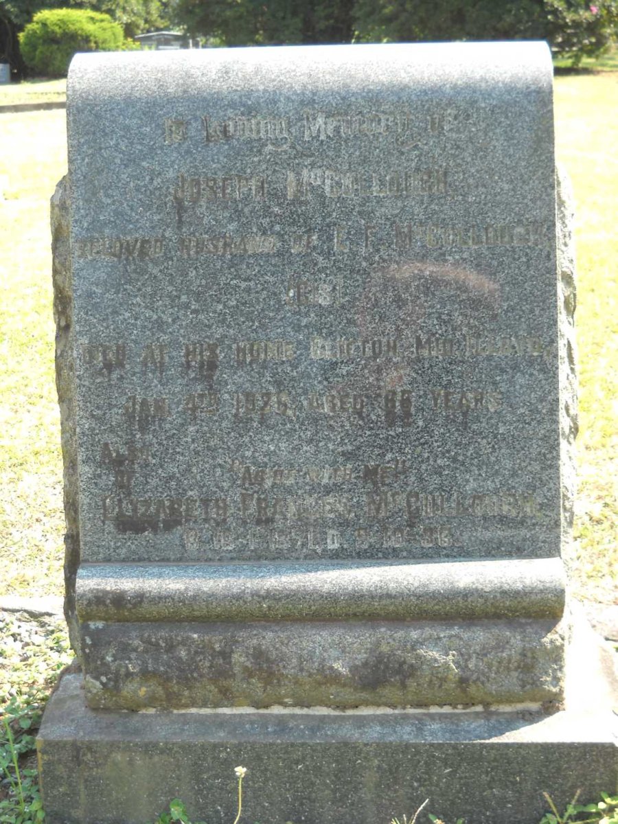 McCULLOUGH Joseph -1926 &amp; Elizabeth Francis -193?