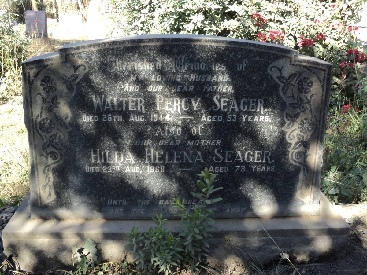 SEAGER Walter Percy -1944 &amp; Hilda Helena -1968