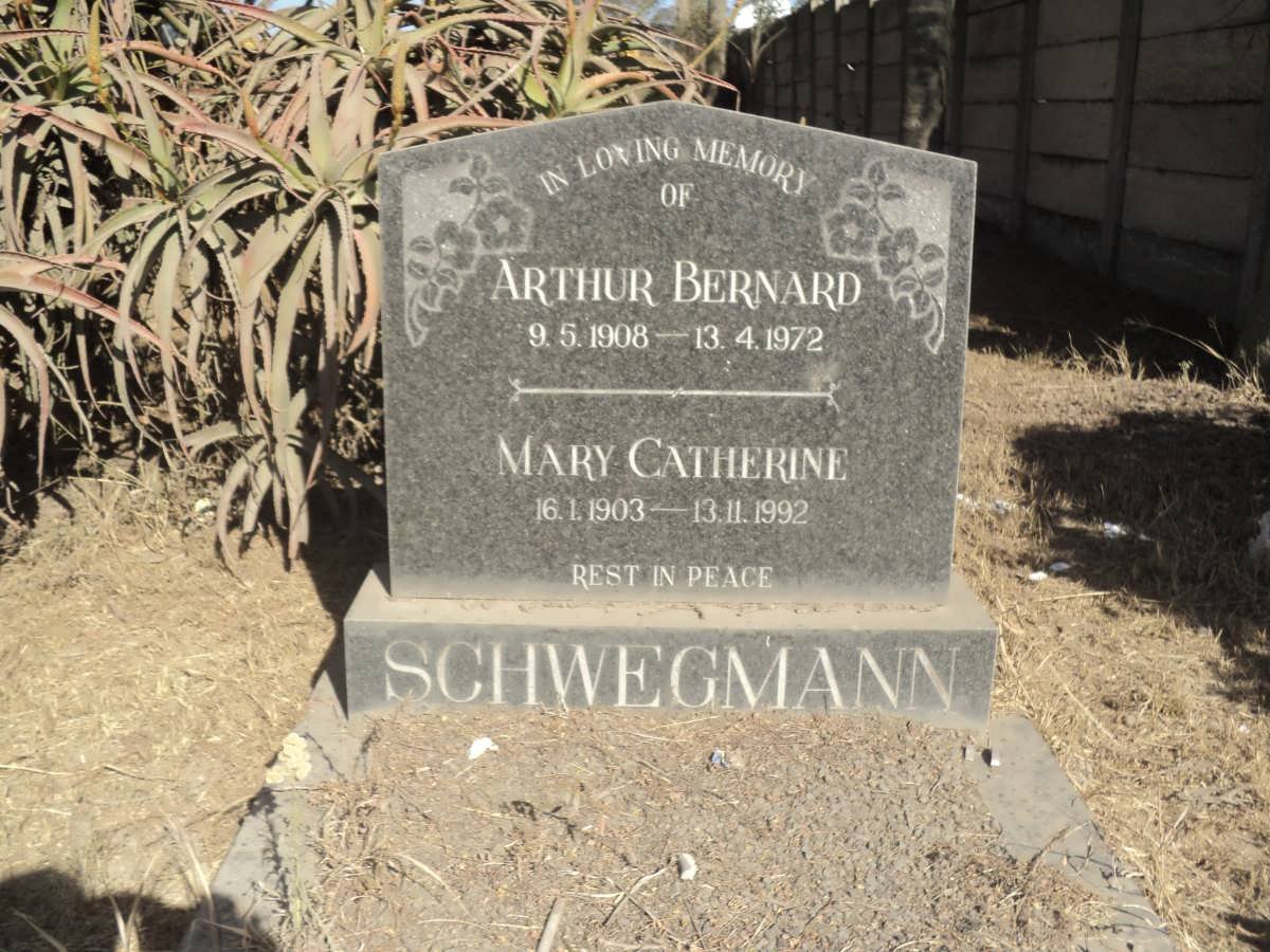 SCHWEGMANN Arthur Bernard 1908-1972 &amp; Mary Catherine 1903-1992
