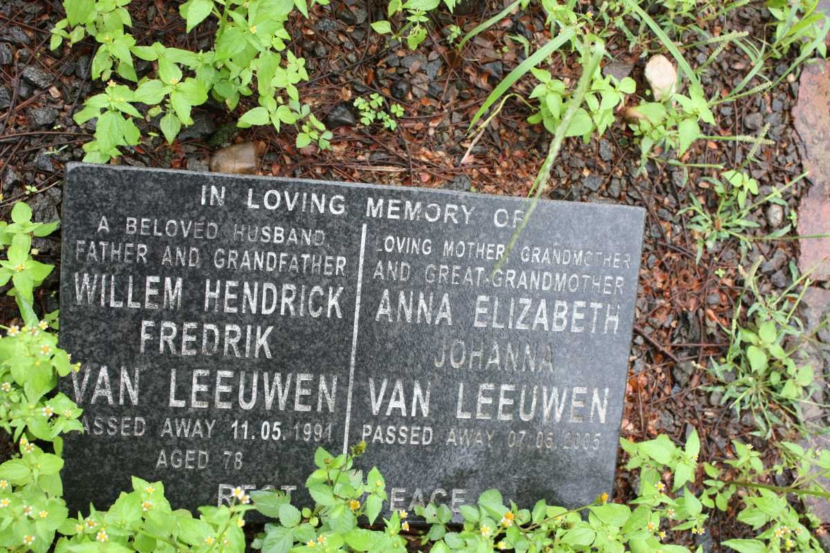 LEEUWEN Willem Hendrick Fredrik, van -1991 &amp; Anna Elizabeth Johanna  -2005