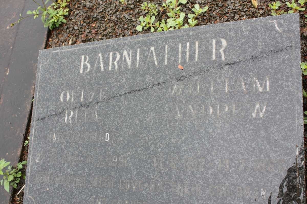 BARNFATHER William 1912-1966  ? &amp; Olive Rita -1991