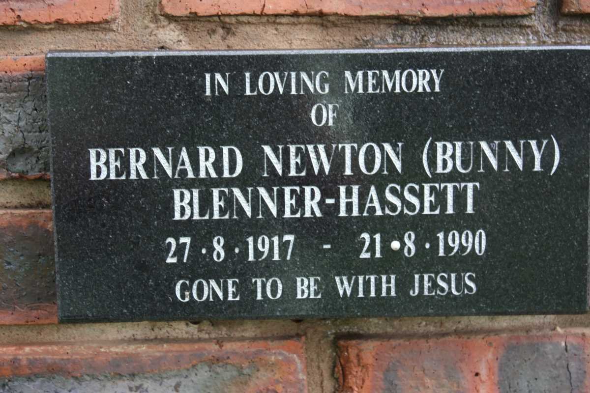 HASSET Bernard Newton, Blenner 1917-1990