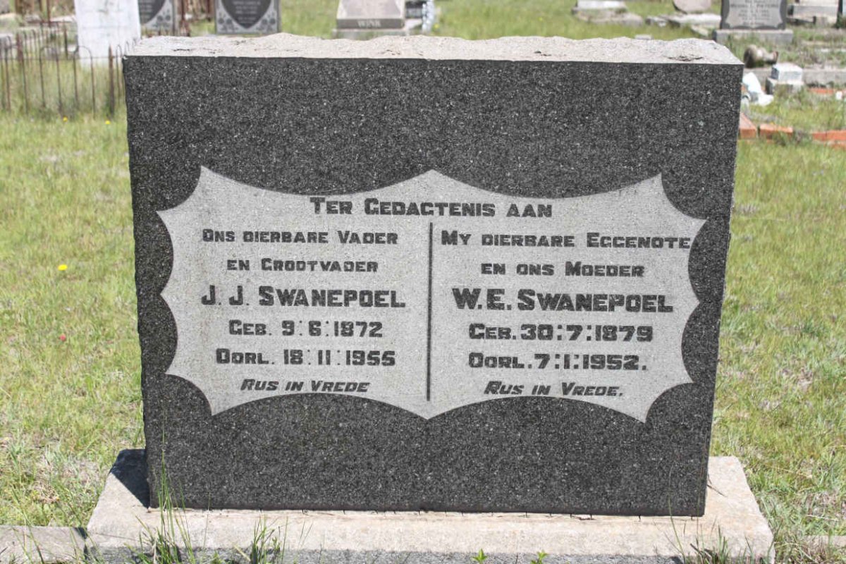 SWANEPOEL J.J. 1872-1955 &amp; W.E. 1879-1952