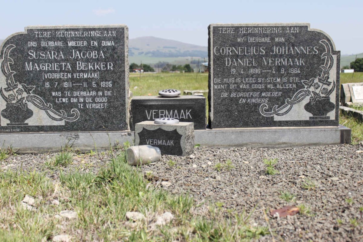 VERMAAK Cornelius Johannes Daniel 1896-1964 &amp; Susara Jacoba Magrieta BEKKER previously VERMAAK 1911-1995