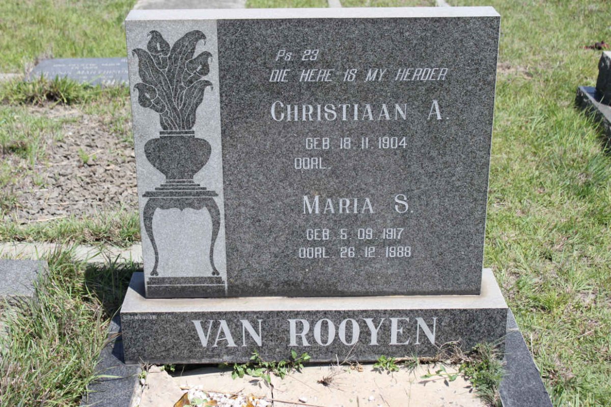 ROOYEN Christiaan A., van 1904- &amp; Maria S. 1917-1988