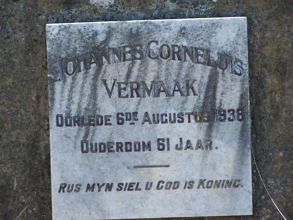 VERMAAK Johannes Cornelius -1938