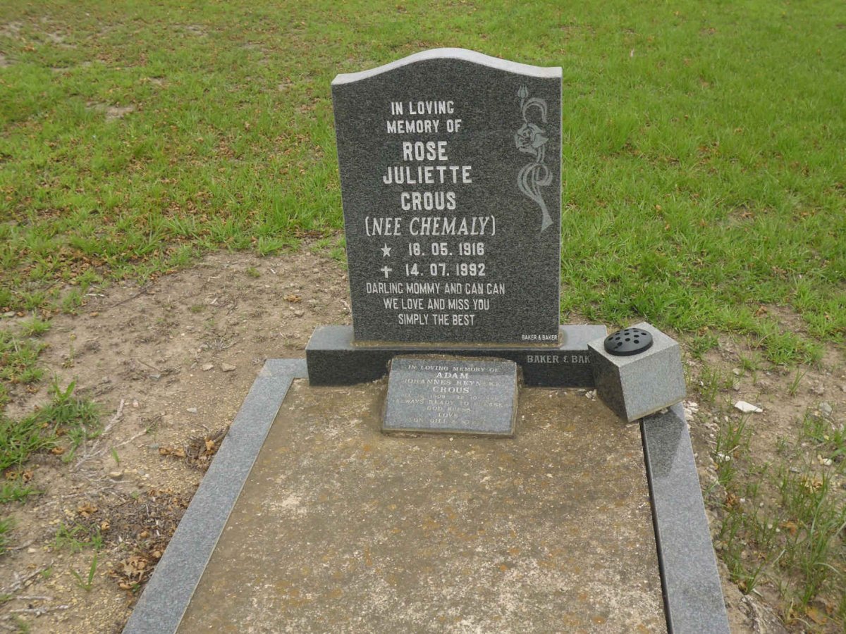 CROUS Adam Johannes Reyneke 1909-1999 &amp; Rose Juliette CHEMALY 1916-1992