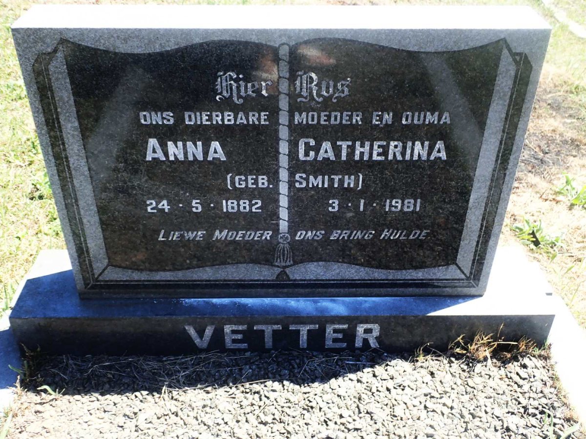 VETTER Anna Catherina nee SMITH 1882-1981