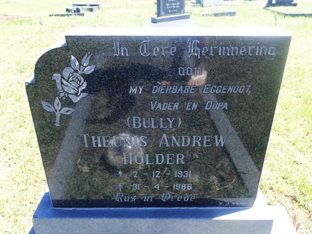 HOLDER Theunis Andrew 1931-1986