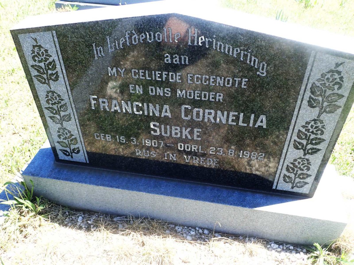 SUBKE Francina Cornelia 1907-1982