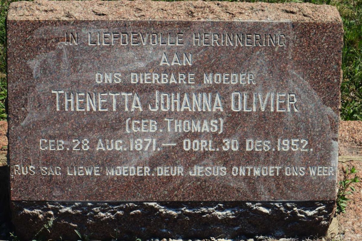 OLIVIER Thenetta Johanna nee THOMAS 1871-1952
