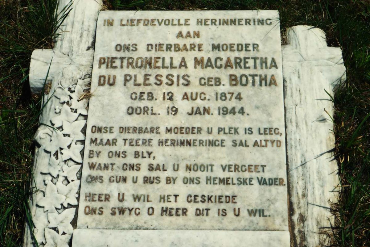 PLESSIS Pietronella Magaretha, du nee BOTHA 1874-1944