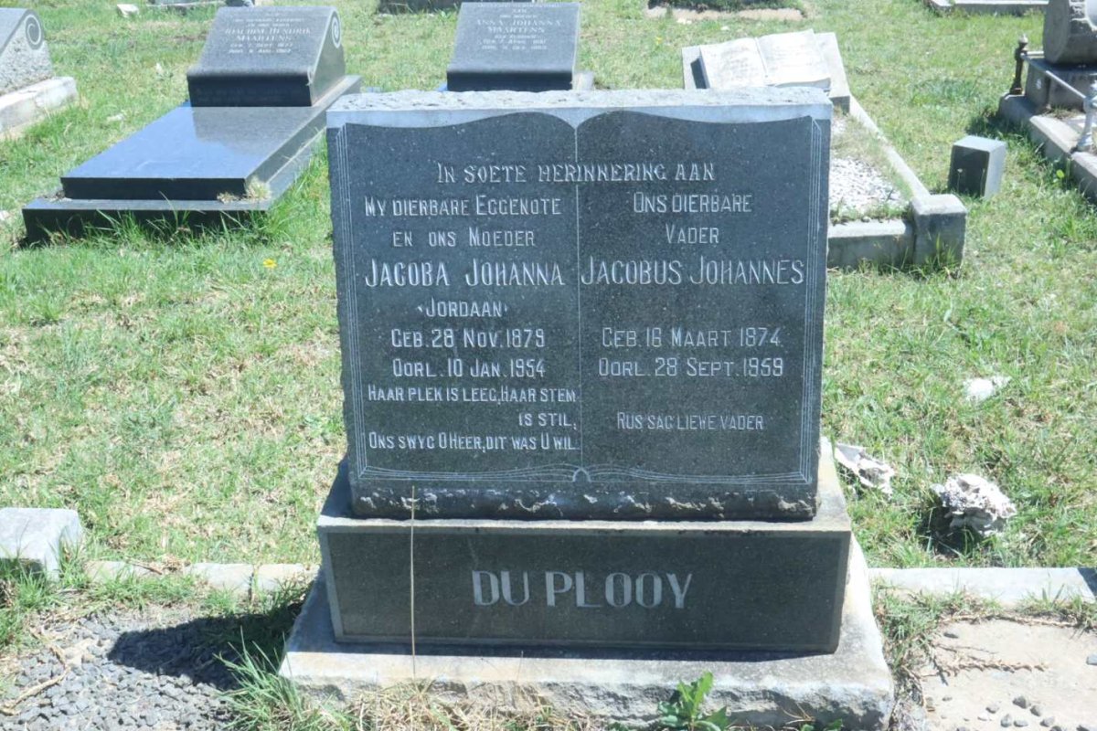 PLOOY Jacobus Johannes, du 1874-1959 &amp; Jacoba Johanna JORDAAN 1879-1954