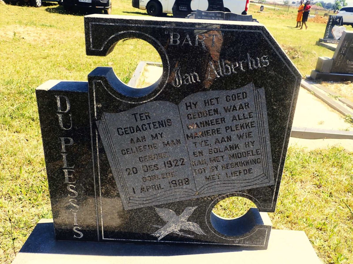PLESSIS Jan Albertus, du 1922-1988