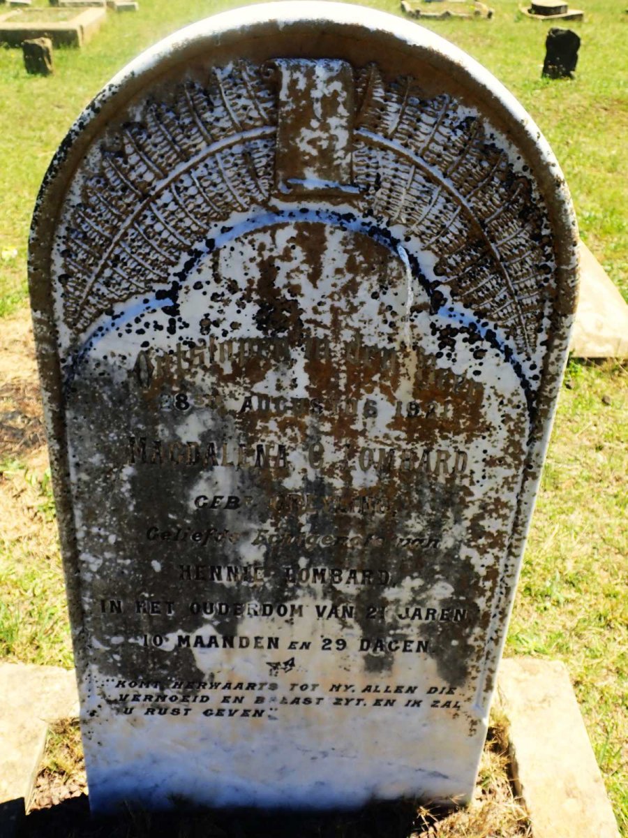 LOMBARD Magdalena C. nee GREYLING -1921