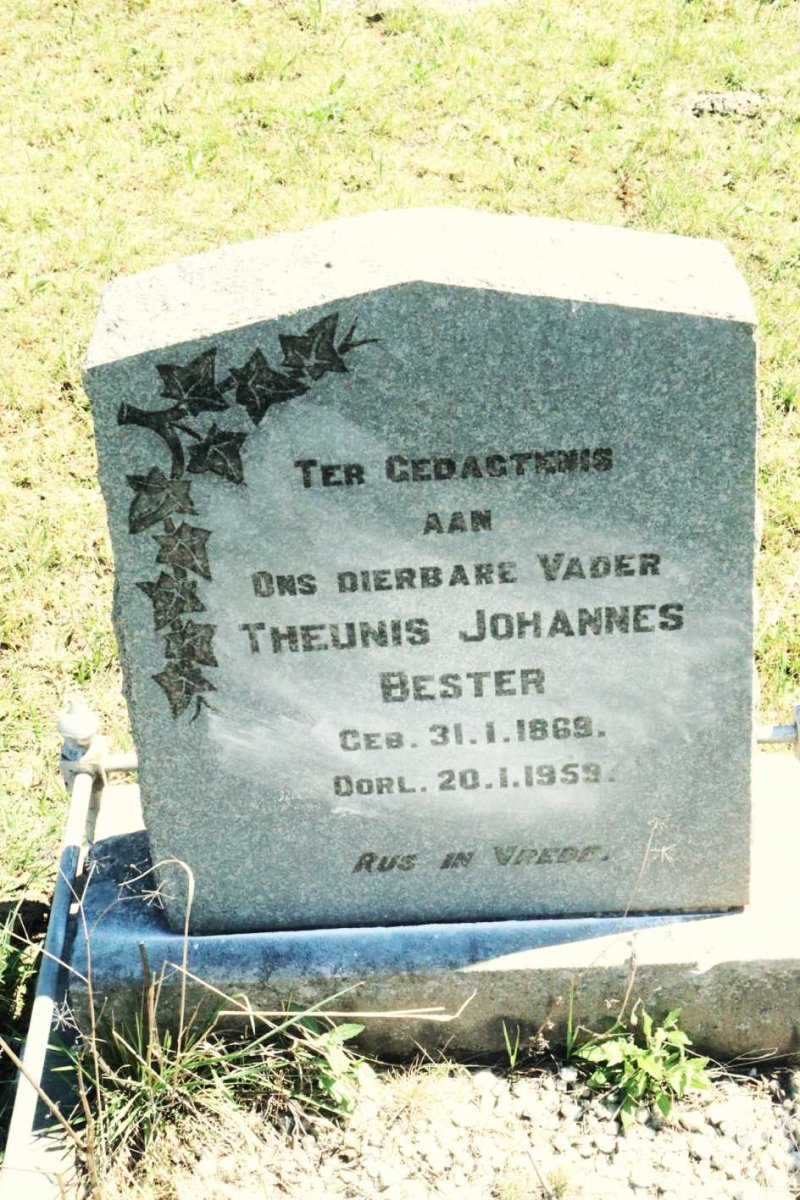 BESTER Theunis Johannes 1869-1959
