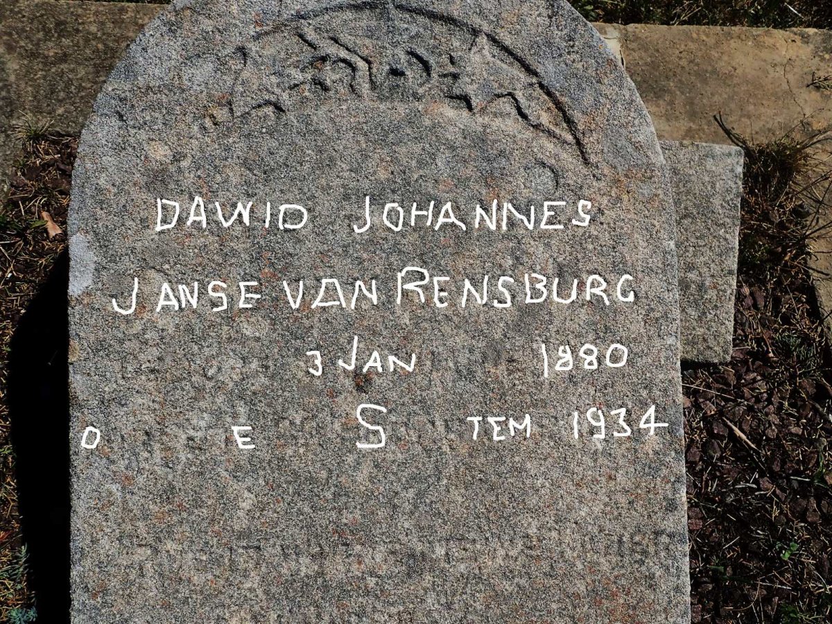 RENSBURG Dawid Johannes, Janse van 1880-1934