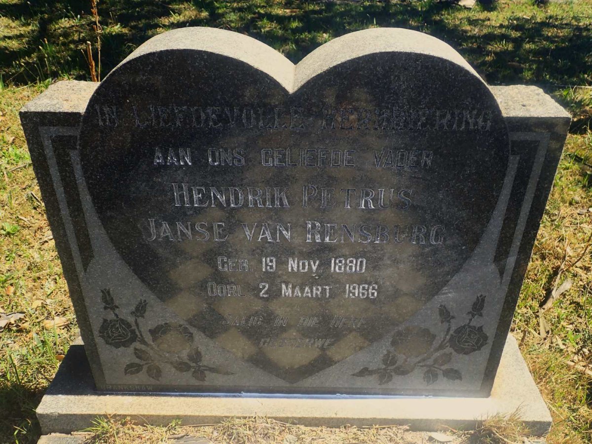 RENSBURG Hendrik Petrus, Janse van 1880-1966