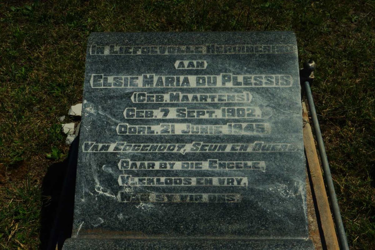 PLESSIS Elsie Maria, du nee MAARTENS 1902-1945