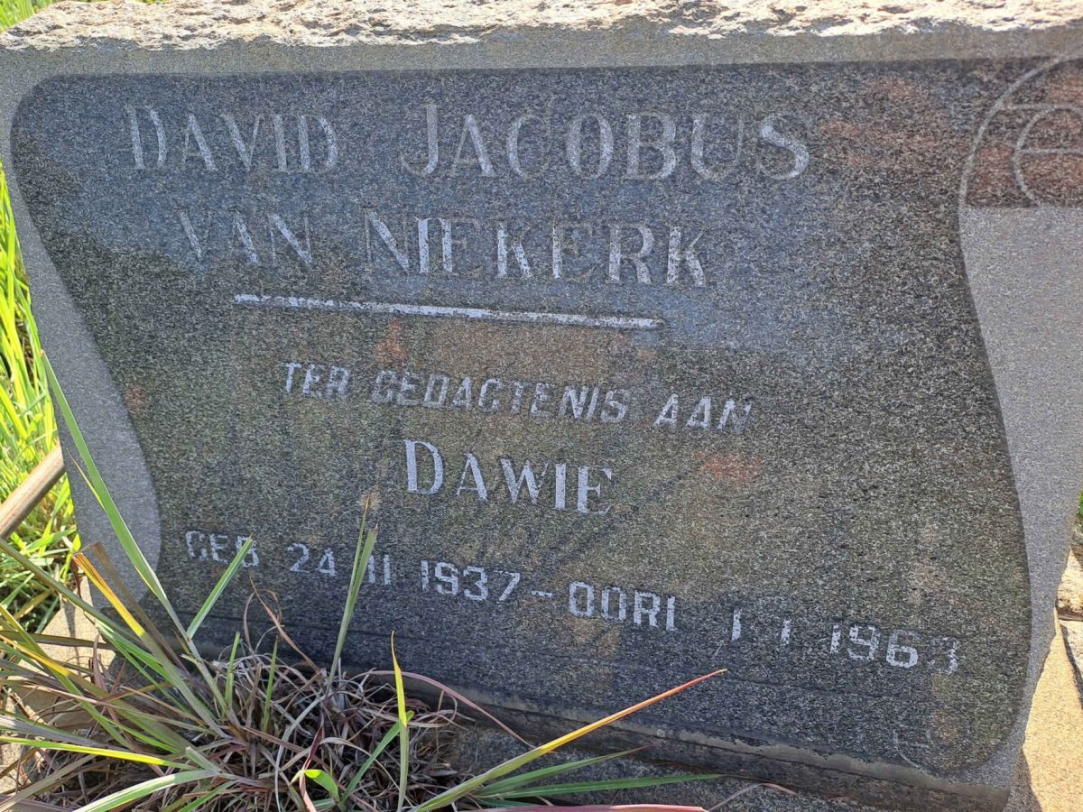 NIEKERK David Jacobus, van 1937-1968