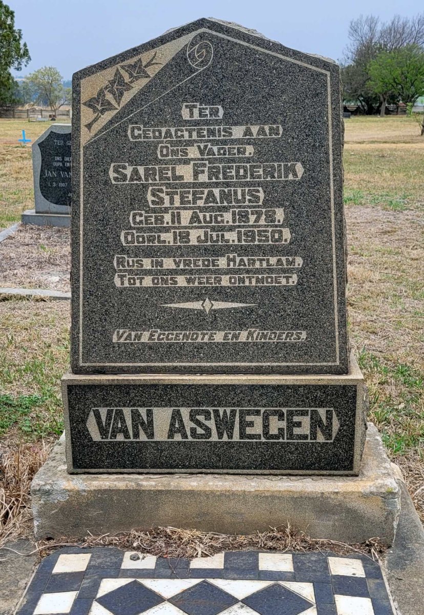 ASWEGEN Sarel Frederik Stefanus, van 1878-1950