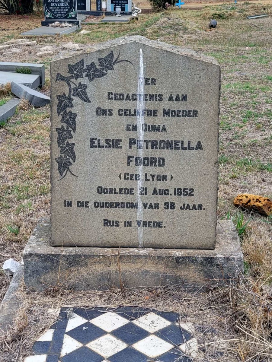FOORD Elsie Petronella nee LYON -1952