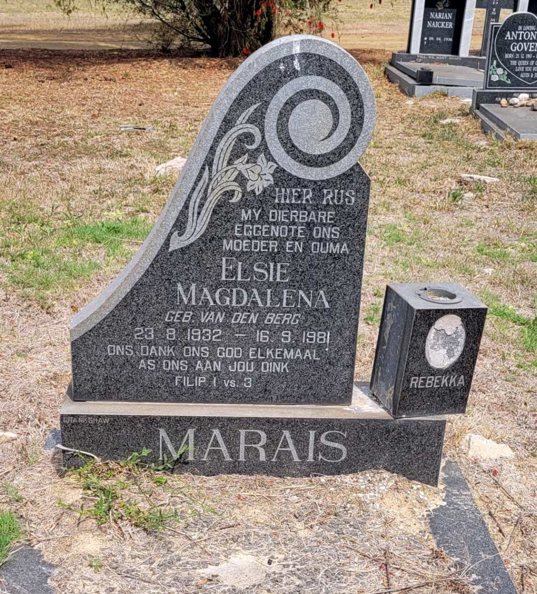 MARAIS Elsie Magdalena nee VAN DEN BERG 1932-1981