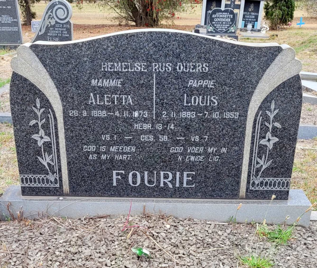 FOURIE Louis 1883-1953 &amp; Aletta 1898-1973