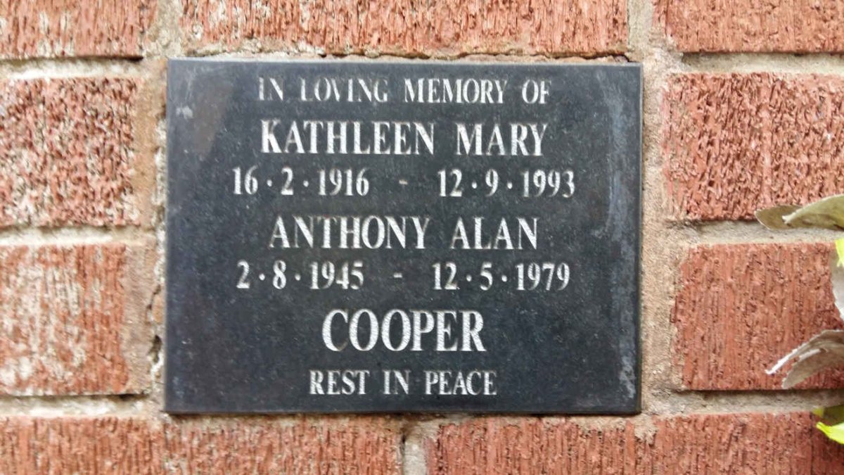 COOPER Anthony Alan 1945-1979 &amp; Kathleen Mary 1916-1993