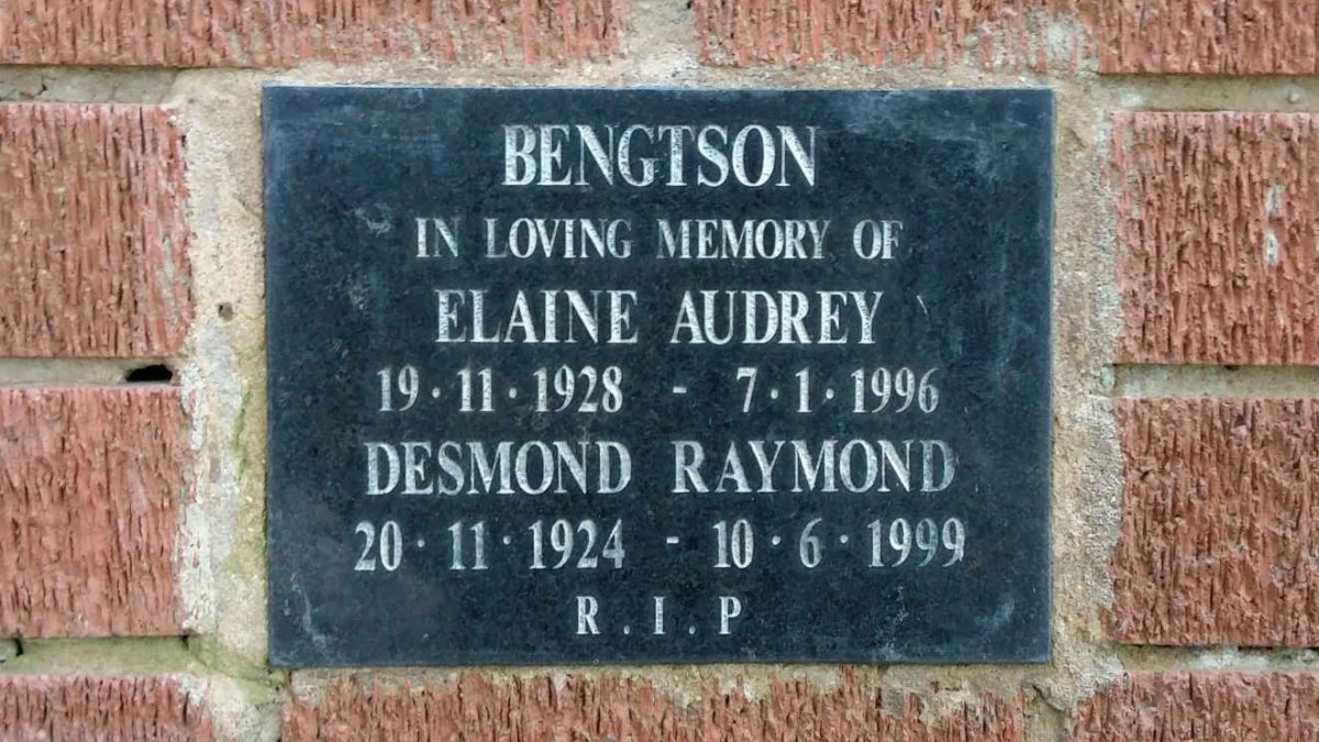 BENGTSON Desmond Raymond 1924-1999 &amp; Elaine Audrey 1928-1996