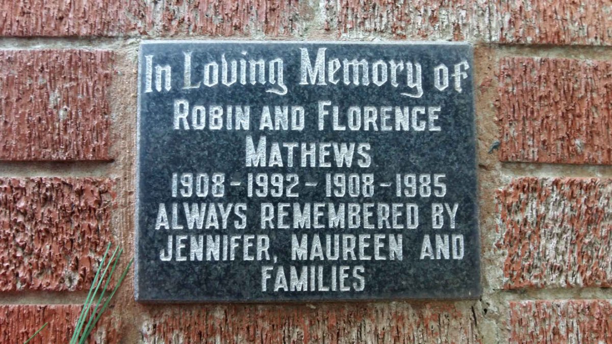 MATHEWS Robin 1908-1992 &amp; Florence 1908-1985