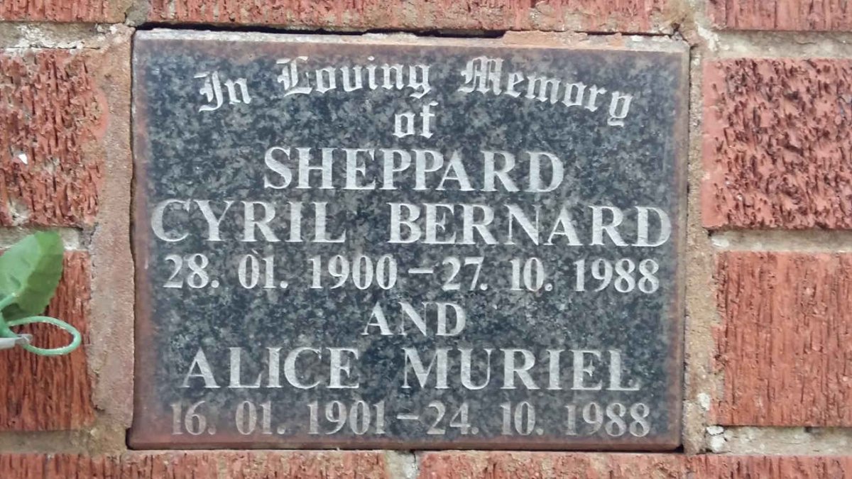 SHEPPARD Cyril Bernard 1900-1988 &amp; Alice Muriel 1901-1988