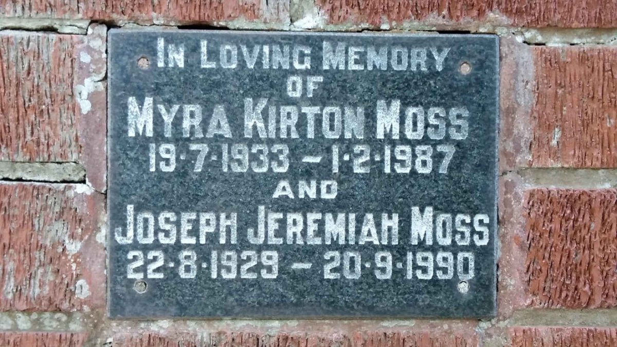 MOSS Joseph Jeremiah 1929-1990 &amp; Myra Kirton 1933-1987