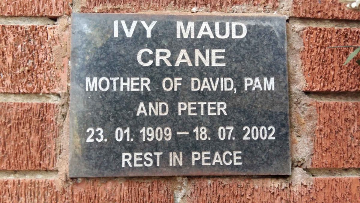 CRANE Ivy Maud 1909-2002