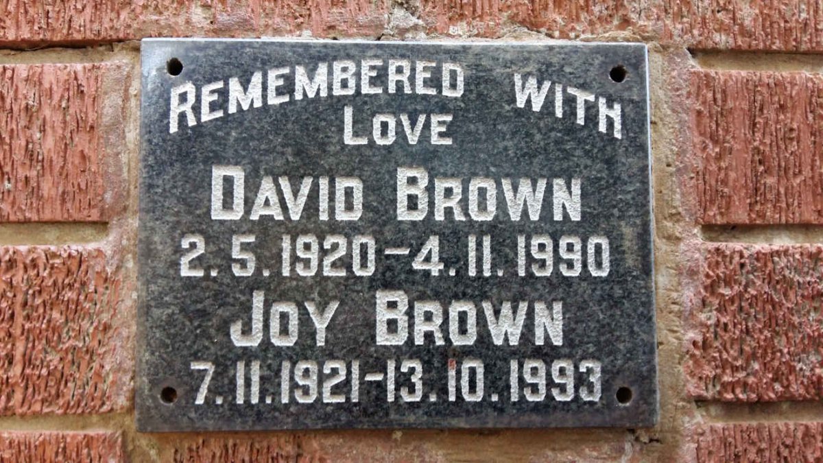 BROWN David 1920-1990 &amp; Joy 1921-1993